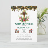 Houten Kruis met Rode Boog Kerstmis Kaart (Staand voorkant)