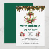 Houten Kruis met Rode Boog Kerstmis Kaart (Voorkant / Achterkant)