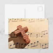Houten kruis op bladmuziekpapier briefkaart (Voorkant / Achterkant)