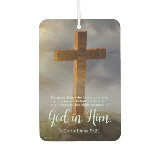 Houten Kruis Schrift Bijbelvers Luchtverfrisser (Voorkant)