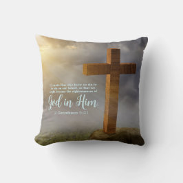 Houten Kruis Schrift Dubbelzijdig Kussen