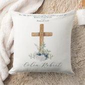 Houten Kruis Witte & Blauwe Bloemen Bijbelvers Kussen (Deken)