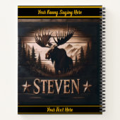 Houten kunst van een majestueuze eland notitieboek (Achterkant)