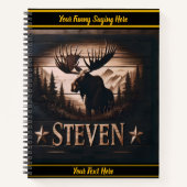 Houten kunst van een majestueuze eland notitieboek (Voorkant)