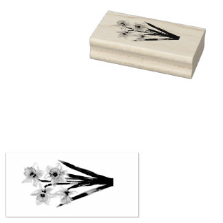 Houten Kunststempel Lente Narcissen Rubberstempel