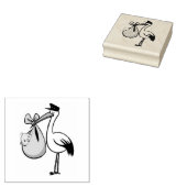 Houten Kunststempels/Ooievaar met Baby Rubberstempel (Gestempeld)