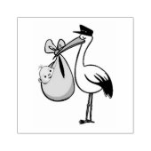 Houten Kunststempels/Ooievaar met Baby Rubberstempel (Afrduk)