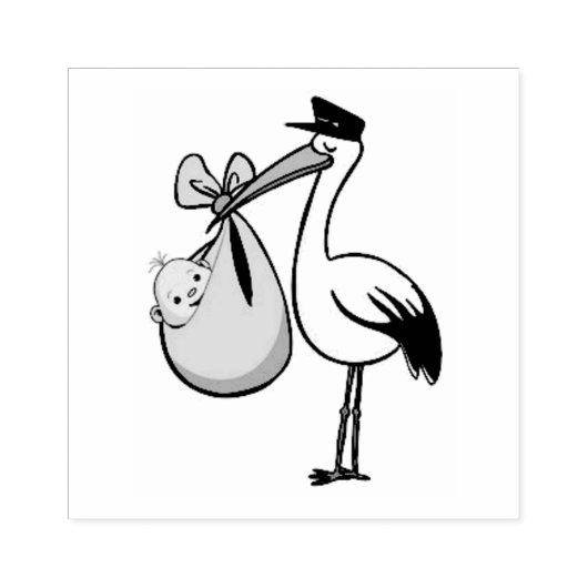 Houten Kunststempels/Ooievaar met Baby Rubberstempel (Afrduk)