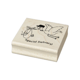 Houten Kunststempels/Speciale Levering Ooievaar me Rubberstempel