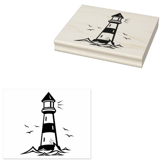 Houten kunststempels/vuurtoren rubberstempel (Gestempeld)