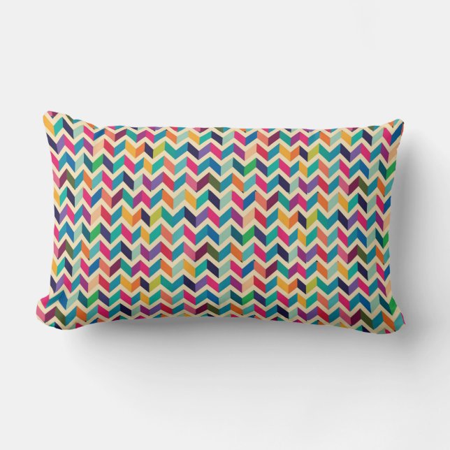 Houten Kussen - Meerkleurige Zigzag (Voorkant)