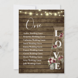 Houten ladder Burgundy Floral Table One Seatcard