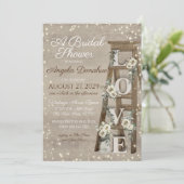 houten ladder en Rozen Sparkle Bridal Kaart (Staand voorkant)
