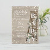 houten ladder en Sparkle Baby shower Kaart (Staand voorkant)