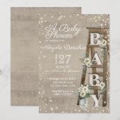 houten ladder en Sparkle Baby shower Kaart (Voorkant / Achterkant)