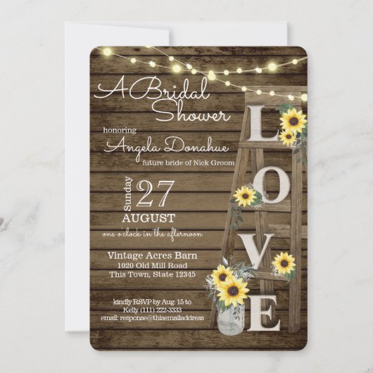  houten ladder en zonnebloemen Vrijgezellenfeest Kaart (Voorkant)