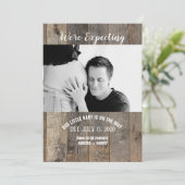 houten land rustieke Foto Zwangerschapsaankondigin Aankondiging (Staand voorkant)