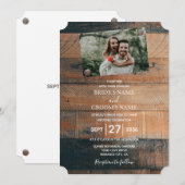 Houten landelijke foto-huwelijksuitnodigingen kaart (Voorkant / Achterkant)