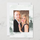 Houten laurier crest monogram huwelijksfoto save the date (Achterkant)