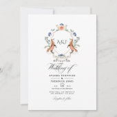 Houten Laurier Crest Monogram Trouwfoto Kaart (Voorkant)