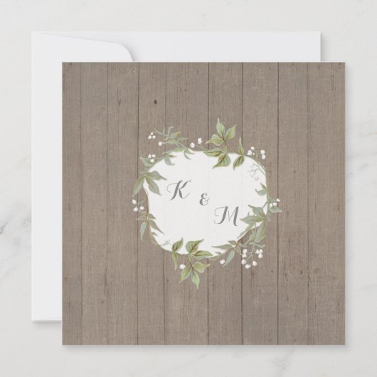 Houten laurierblad gebladerte met baby's adem kran kaart (Achterkant)