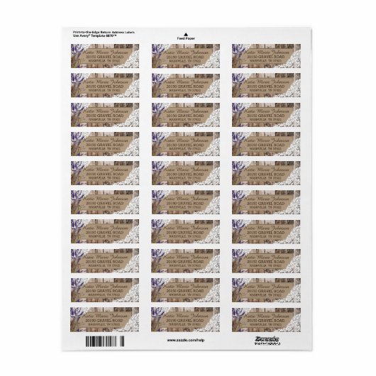 Houten Lavendel en Kant Rustiek Bruiloft Label (Full Sheet)