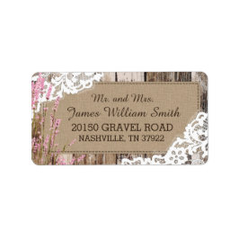 Houten Lavendel en Kant Rustiek Bruiloft Label