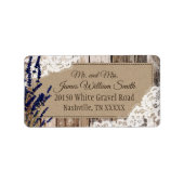 Houten Lavendel en Kant Rustiek Bruiloft Label (Voorkant)