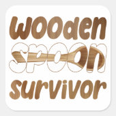 Houten lepel Overlevende Grappige Italiaanse Fun E Vierkante Sticker (Voorkant)