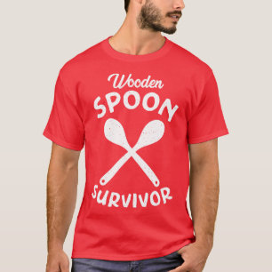 Houten Lepel Overlevende Verdrietige Witte Tekst T-shirt
