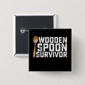 Houten Lepel Overlever Vierkante Button 5,1 Cm (Voorkant /achterkant)