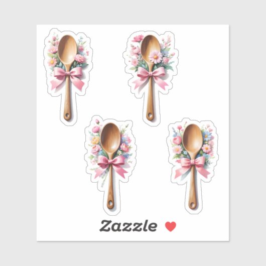 houten lepel sticker (Vel)