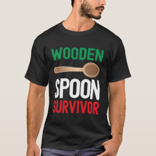 Houten Lepel Survivor Grappig Italiaans Mam Papa G T-shirt