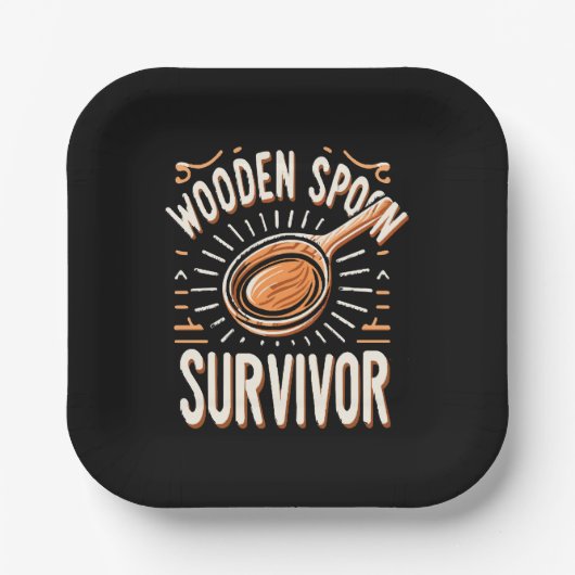 Houten lepel Survivor Papieren Bordje (Voorkant)