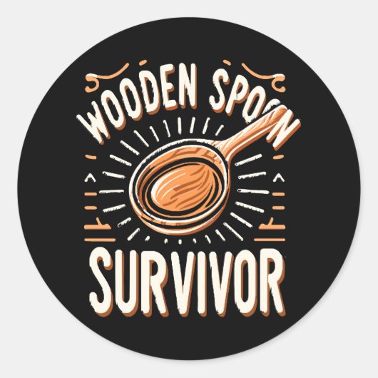 Houten lepel Survivor Ronde Sticker (Voorkant)