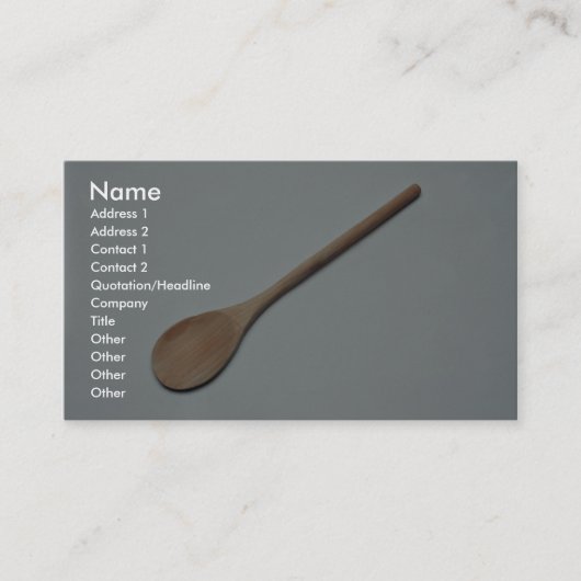 Houten lepel voor keukengebruik visitekaartje (Voorkant)
