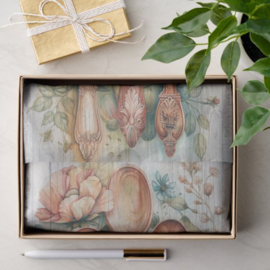 HOUTEN LEPELS BLOEMONTKOPPELING TISSUEPAPIER (Geschenk)