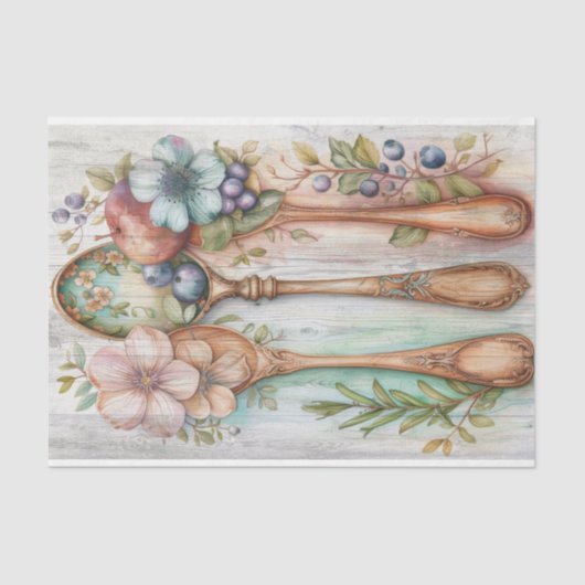 HOUTEN LEPELS BLOEMONTKOPPELING TISSUEPAPIER (Voorkant)