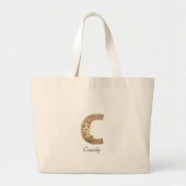 Houten letter C bloemmonogram pensionering Canvas  Grote Tote Bag (Voorkant)