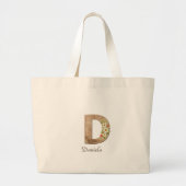 Houten letter D bloemmonogram pensionering Canvas Grote Tote Bag (Voorkant)