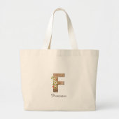 Houten letter F bloemmonogram pensionering Canvas  Grote Tote Bag (Voorkant)
