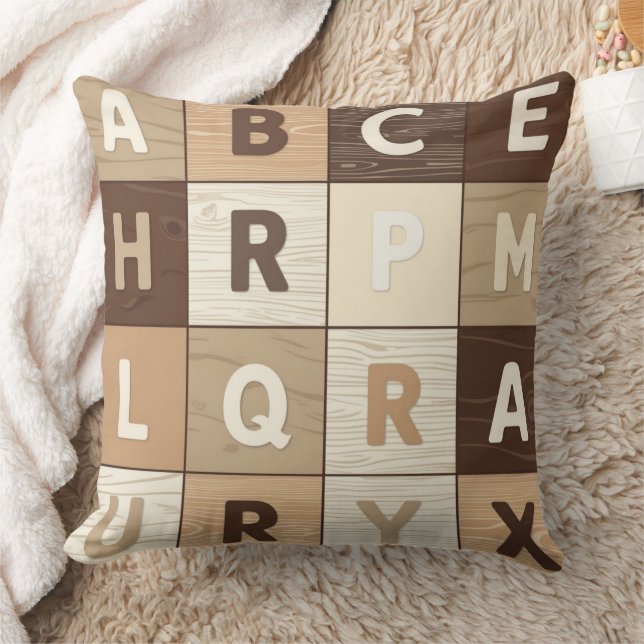 Houten Letter Raster Kussen (Deken)