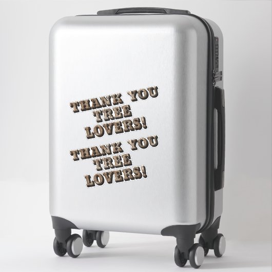 Houten Letterenstijl Dank u Boom Liefhebbers Schat Sticker (Koffer)