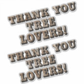 Houten Letterenstijl Dank u Boom Liefhebbers Schat Sticker (Voorkant)