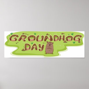 Houten letters voor Dag van de marmot Poster