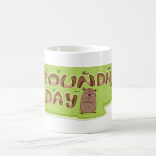 Houten letters voor Groundhog Day Koffiemok