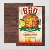 Houten lichten BBQ Grill  Uitje  Zomer  Feestje Kaart (Voorkant / Achterkant)