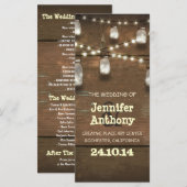 Houten lichten metselaarskruiken rustieke huwelijk programmakaart (Voorkant / Achterkant)