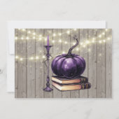 Houten Lichten Paarse Pompoen Repetitie Diner Kaart (Achterkant)