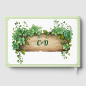 Houten lijst, groen en strepen lentebruiloft gastenboek (Achterkant)